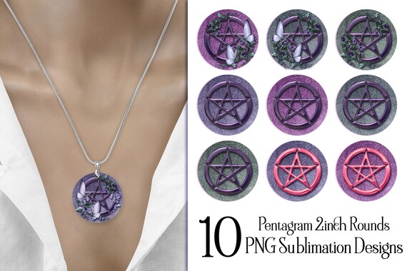 Pentagram Round Earring .PNG Sublimation Designs, Witchcraft Earrings, Sublimation Earring, Pentagram Necklace, Pentagram Bottle Cap
