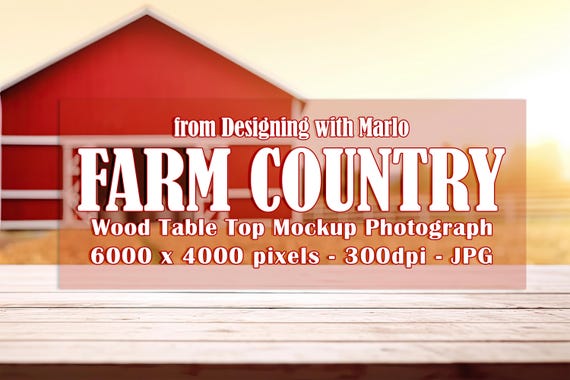 Farm Mockup, Country Mockup, Countryside Mockup. Front View Mockup, Wood Table Top Mockup Photograph, Red Barn, Farm Animals, Rustic, p10