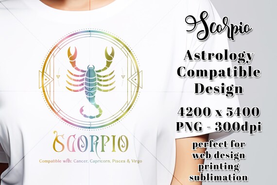 Scorpio Compatibility PNG | Zodiac PNG | Sublimation Zodiac PNG | Astrology T-Shirt Design | Scorpio Digital Download | Horoscope Scorpio