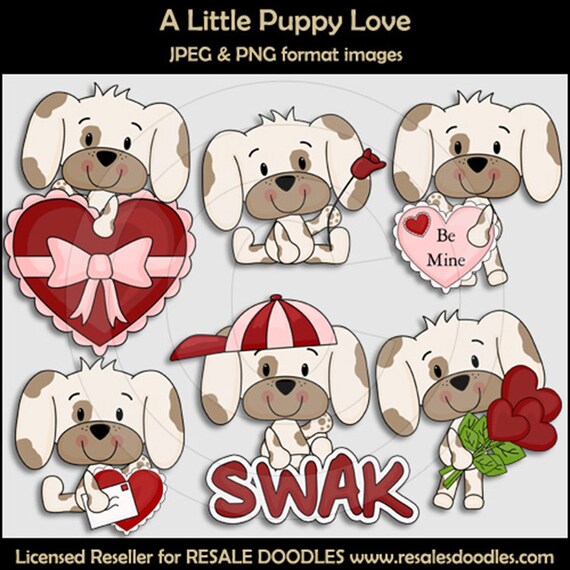 A Little Puppy Love - Valentine's Day Clipart - Resale Doodles