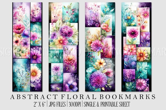 Floral Printable Bookmark, Pretty Bookmark, Feminine Bookmark, Printable, JPG Bookmark, Mother's Day, Grandparent's Day Bookmark, Librarian