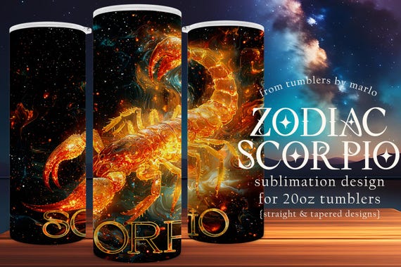 Zodiac Tumbler Wrap | Scorpio Tumbler Design | Astrology Tumbler | Sublimation Tumbler Wrap | 20oz Tumbler Design | Star Sign Tumbler Wrap