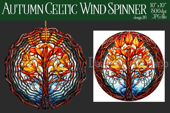 Celtic Autumn Wind Spinner Sublimation | Watercolor Autumn Wind Spinner | Celtic Spinner | Sublimation Wind Spinner | Wind Spinner Design