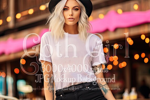 Goth Mockup | Goth Girl Mockup | AI Stock Photo Mockup | Gothic Mockup | T-Shirt Mockup | Female Mockup | Woman Mockup | Clothing Mockup d1
