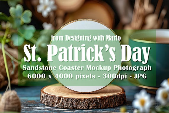 Sandstone Coaster Mockup, St Patrick's Day Mockup, Irish Mockup. St Patrick's Day Coaster, Irish Stock Photo, Coaster Photograph, p7