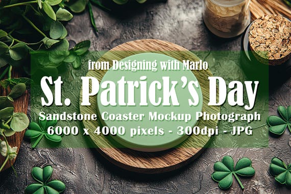 Sandstone Coaster Mockup, St Patrick's Day Mockup, Irish Mockup. St Patrick's Day Coaster, Irish Stock Photo, Coaster Photograph, p21