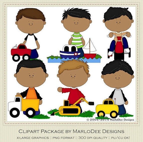 Commercial Use Clip Art Graphics | Boy's Playing set 2 | MarloDee Designs