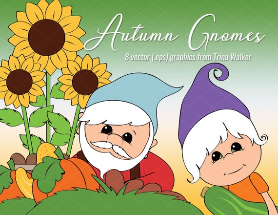 Autumn Gnomes - Vector Clipart Graphics