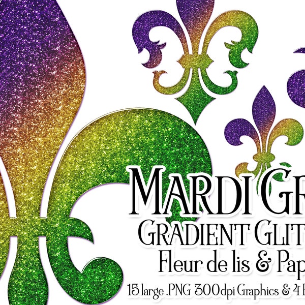 Mardi Gras Fleur de Lis Clipart, Mardi Gras Fleur de Lis Graphics, Fleur de lis png, Sublimation Mardi Gras, Glitter Paper, Leopard, Tiger