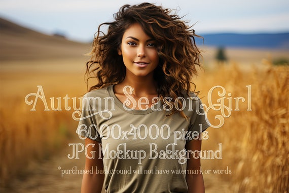 Autumn Mockup | Autumn Girl Background Mockup | Stock Photo Mockup | African American Girl Mockup | T-Shirt Mockup | Fall Seaon Background