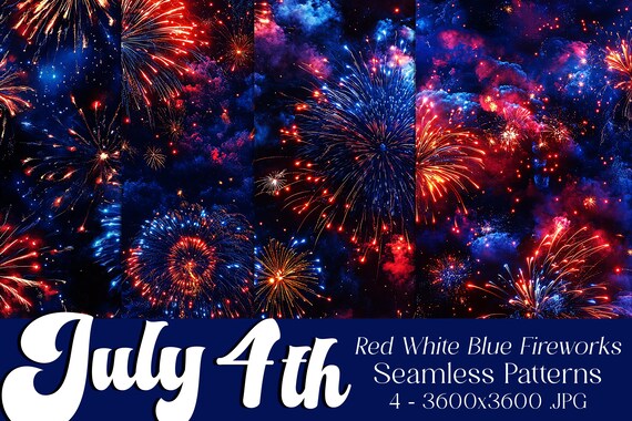 July 4th Seamless Patterns, July 4th Patterns, Fireworks Patterns, July 4th Fireworks, 4th of July Fireworks, Fireworks Seamless Patterns n4