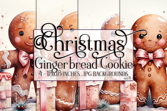 Christmas Gingerbread Cookie Watercolor 15x15 Backgrounds, Christmas Cookie, Cookies, Gingerbread man, Sublimation Gingerbread, Holiday