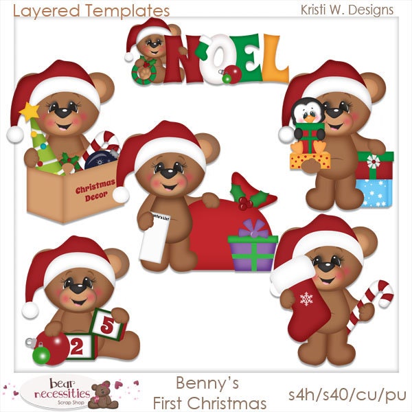 Benny Bear First Christmas - Layered Templates by Kristi W Designs
