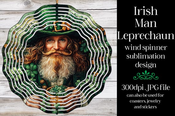 St Patrick's Day Wind Spinner | Irish Leprechaun Spinner |Sublimation St Patrick's Day | Irish Wind Spinner | Sublimation Wind Spinner | w6