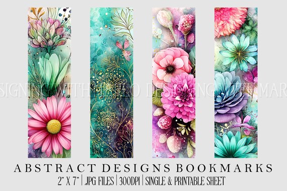Abstract Style 2x7 Bookmark, Printable Bookmark, Feminine Bookmark, Printable, JPG Bookmark, Gift for Avid Reader, Book Lover, Librarian