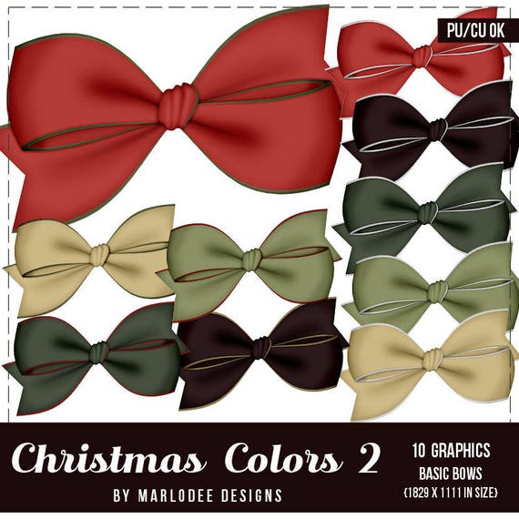 CLEARANCE - Christmas Graphics | Digital Bows Christmas Colors 2 | MarloDee Designs