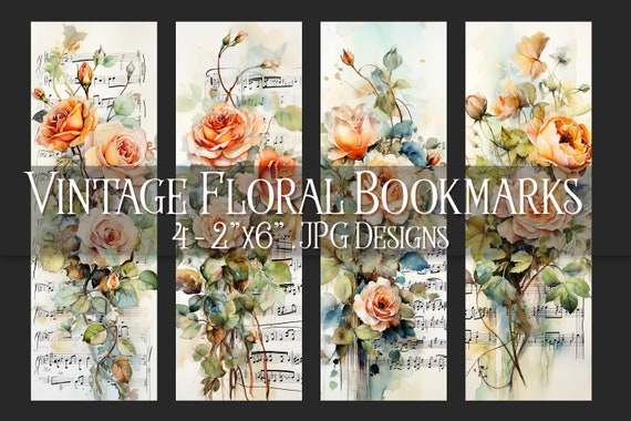 Vintage Floral Printable Bookmark, Floral Bookmark, Flower Bookmark, Printable Bookmark, JPG Bookmark, Sublimation, Print Your Own Bookmark