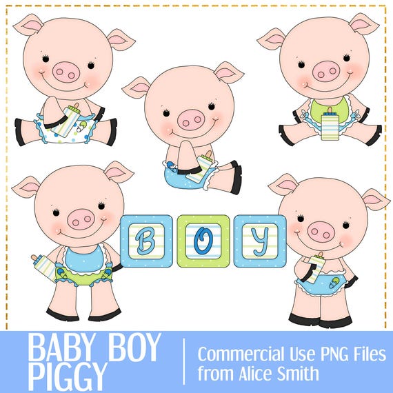 Baby Boy Piggy Clipart from Alice Smith, Baby Graphics, Baby Pig, Sublimation Baby, Sublimation Pig, Sublimation Boy Pig, Cute Pig
