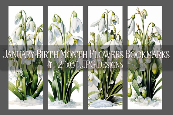 January Bookmark, Snowdrop Printable Bookmark, Winter Bookmark, Printable, Floral Bookmark, Sublimation, January Birthday Gift Idea
