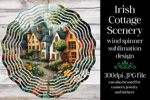 St Patrick's Day Wind Spinner | Irish Cottage Spinner |Sublimation St Patrick's Day | Irish Wind Spinner | Sublimation Wind Spinner | w6