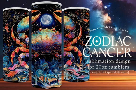Zodiac Tumbler Wrap | Cancer Tumbler Design | Astrology Tumbler | Sublimation Tumbler Wrap | 20oz Tumbler Design | Star Sign Tumbler Wrap