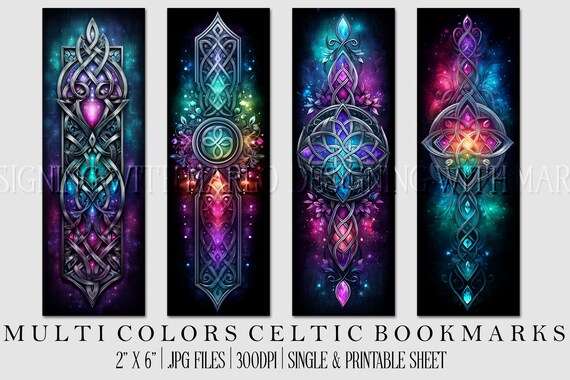 Irish Celtic Printable Bookmark, Irish Bookmark, Celtic Bookmark, Printable, JPG Bookmark, St Patrick's Day, Fantasy Bookmark, Multi-Color