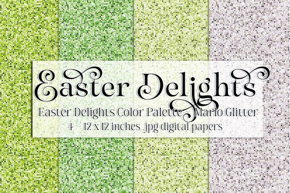 Easter Paper | Easter Scrapbook Paper | Digital Scrapbook Paper | Marlo Glitter | Easter Glitter | Easter Colors | Spring Glitter Papers