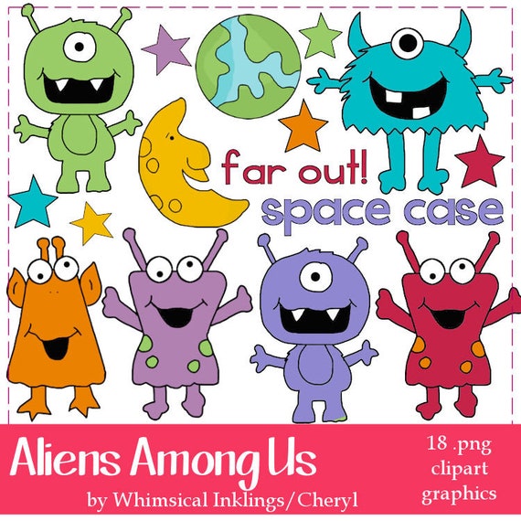 Aliens Among Us - Commercial Use Clip Art Graphics | Whimsical Inklings - Cheryl Killian