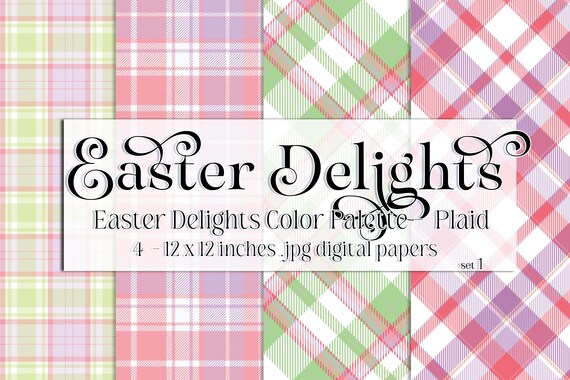 Easter Paper | Easter Scrapbook Paper | Digital Scrapbook Paper | Plaid | Easter Plaid | Easter Colors | Spring Scrapbook | Spring Plaid s1