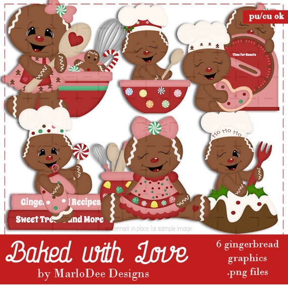 Baked with Love Gingers Gingerbread Clip Art by MarloDee Designs