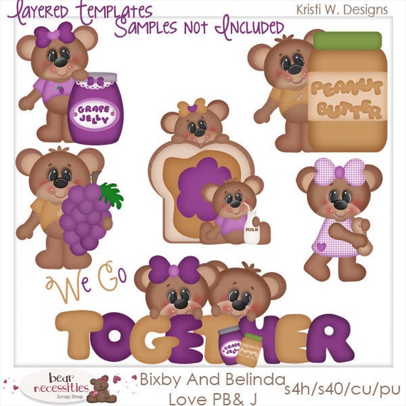 We Go Together Like PBJ Bears - Layered Templates by Kristi W Designs