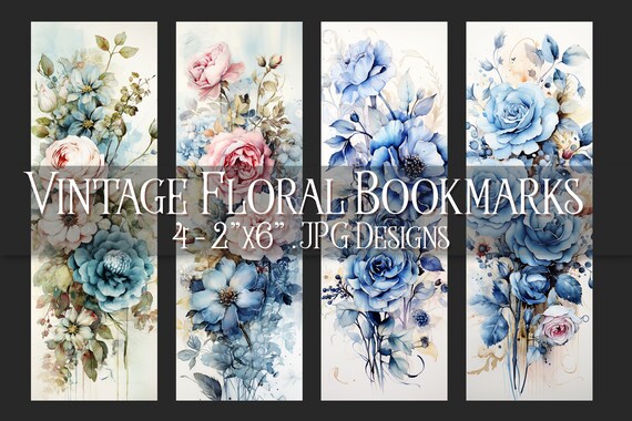 Vintage Floral Printable Bookmark, Floral Bookmark, Flower Bookmark, Printable Bookmark, JPG Bookmark, Sublimation, Print Your Own Bookmark