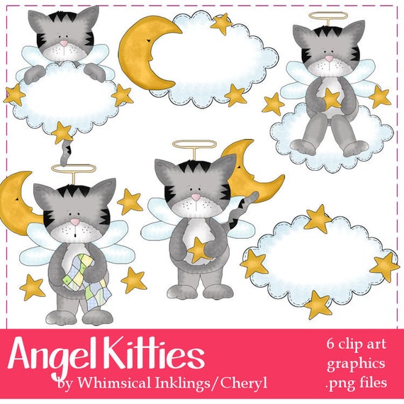 Angel Kitties - Rainbow Bridge Clip Art by Cheryl Seslar