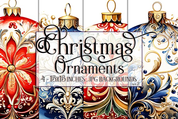 Christmas Ornament Watercolor 15x15 Backgrounds, Watercolor Papers, Watercolor Backgrounds, Scrapbook Papers, Holidays, Christmas Colors