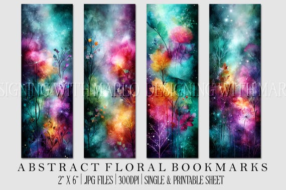 Floral Printable Bookmark, Pretty Bookmark, Feminine Bookmark, Printable, JPG Bookmark, Mother's Day, Grandparent's Day Bookmark, Librarian
