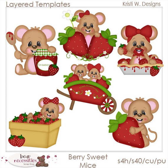 Berry Sweet Mice - Layered Templates by Kristi W Designs