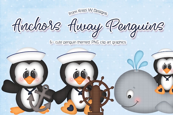 Anchors Away Penguins | Clipart Graphics from Kristi W Designs