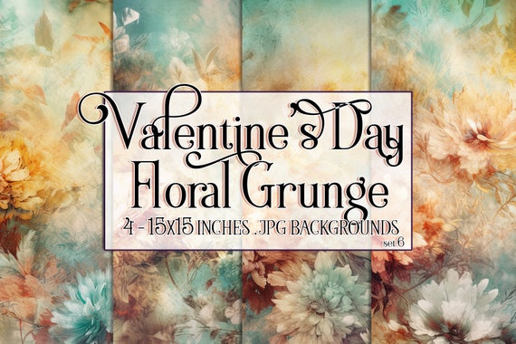 Valentine's Day, Romantic Valentine, Grunge Valentine, Valentine Background, Flowers, Valentine Paper, 15x15 Floral Scrapbook Background