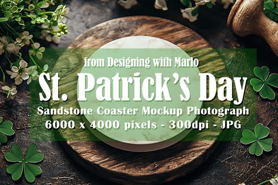 Sandstone Coaster Mockup, St Patrick's Day Mockup, Irish Mockup. St Patrick's Day Coaster, Irish Stock Photo, Coaster Photograph, p20