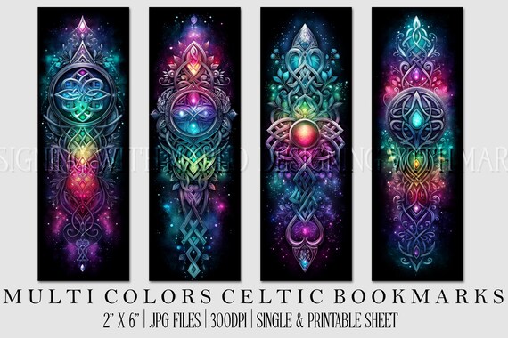 Irish Celtic Printable Bookmark, Irish Bookmark, Celtic Bookmark, Printable, JPG Bookmark, St Patrick's Day, Fantasy Bookmark, Multi-Color