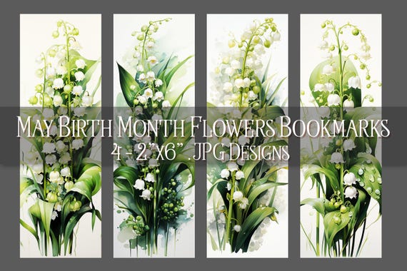 May Bookmark, Lily of the Valley Printable Bookmark, Spring Bookmark, Printable, Floral Bookmark, Sublimation, May Birthday Gift Idea