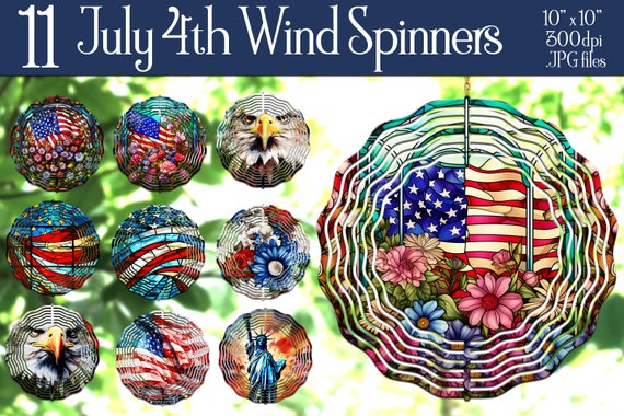 July 4th Wind Spinner Sublimation | Stained Glass Wind Spinner | Watercolor Wind Spinner | Sublimation Wind Spinner | Wind Spinner Designs
