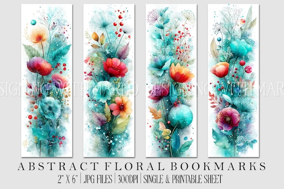 Floral Printable Bookmark, Pretty Bookmark, Feminine Bookmark, Printable, JPG Bookmark, Mother's Day, Grandparent's Day Bookmark, Librarian