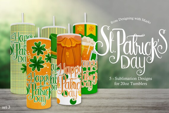 St Patrick's Day - Tumbler Sublimation PNG Digital Designs - set 3
