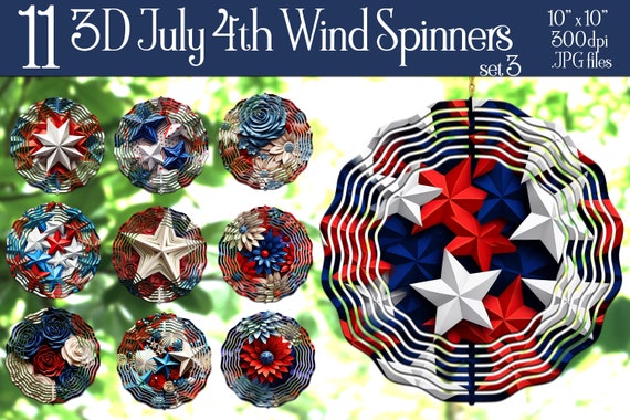 July 4th Wind Spinner Sublimation | 3D Flowers Wind Spinner | 3D Stars Wind Spinner | Sublimation Wind Spinner | Wind Spinner Designs