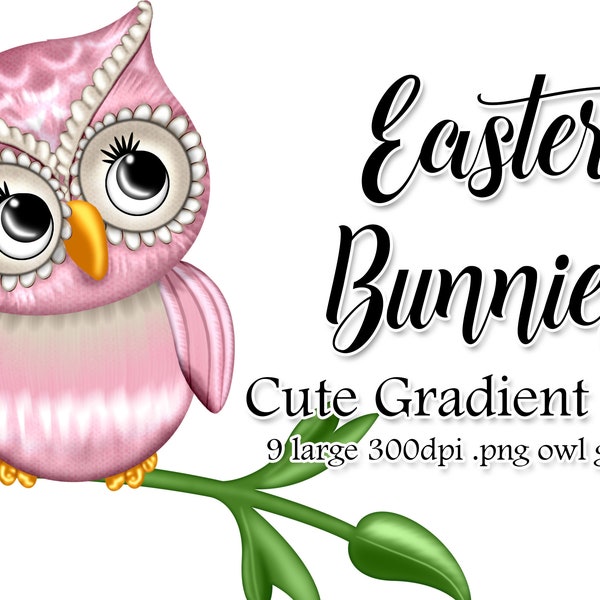 Cute Owl Graphics | Easter Bunnies Color Palette | Easter Owl | Easter Graphics | Spring Owl | Easter Clipart