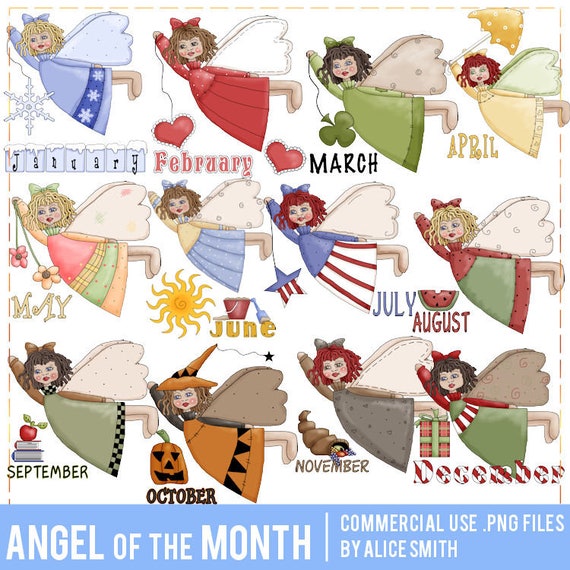 Commercial Use Clip Art Graphics | Angels of the Month | Alice Smith