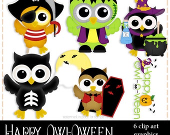 Commercial Use Clip Art Owl Graphics | Happy Owl-O-Ween Halloween | MarloDee Designs