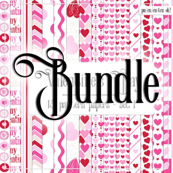 Valentine's Day Colors 1 Pattern Scrapbook Size Digital Designer Backgrounds BUNDLE