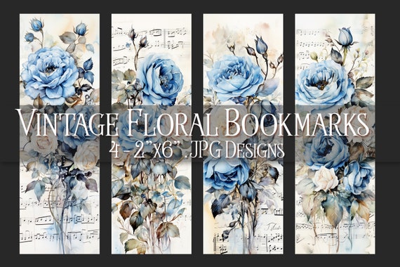 Vintage Floral Printable Bookmark, Floral Bookmark, Flower Bookmark, Printable Bookmark, JPG Bookmark, Sublimation, Print Your Own Bookmark